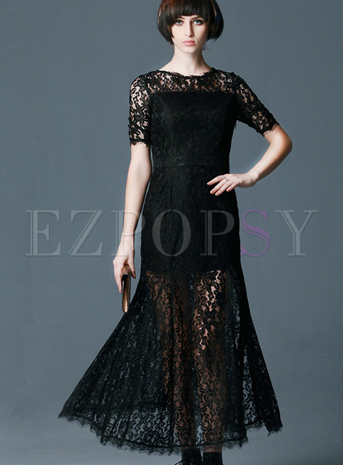 Dresses | Maxi Dresses | Womens Sexy Black Lace Slim Long Dress