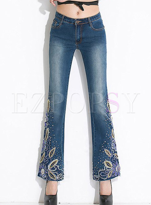 Pants Pants Luxurious Embroidery Flare Jeans