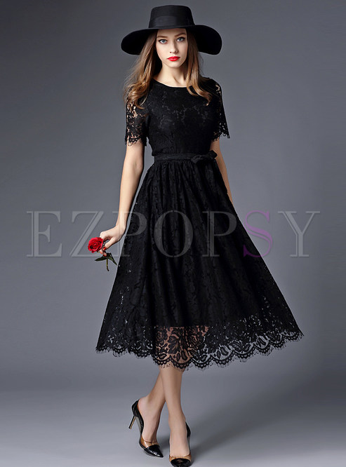 Dresses | Skater Dresses | Elegant Lace A-Line Dress