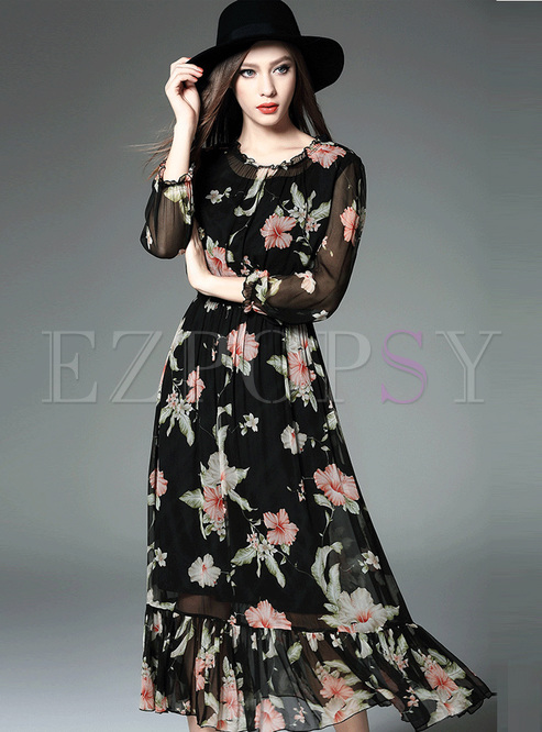 Dresses | Maxi Dresses | Floral Print Silk Maxi Dress