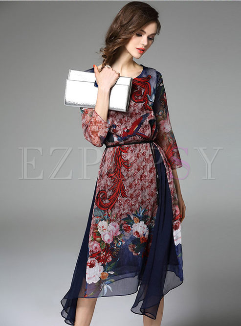 Dresses | Shift Dresses | Asymmetrical Floral Print Silk Dress