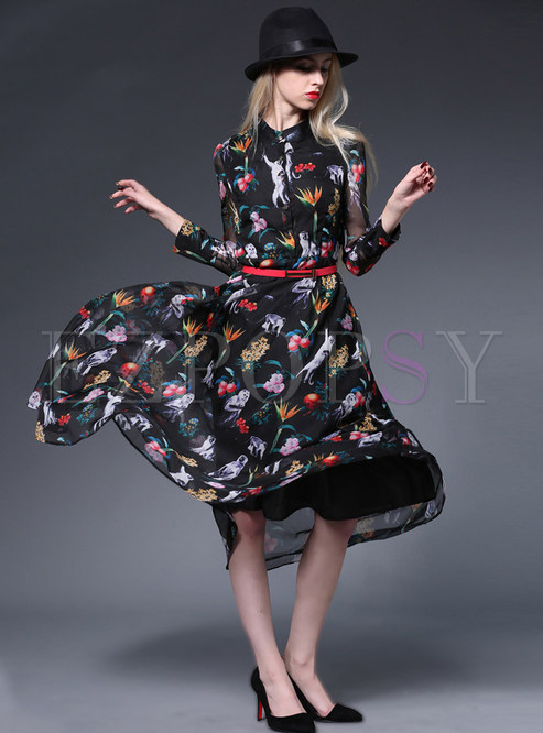 Dresses | Maxi Dresses | Fashion Floral Print Silk Maxi Dress