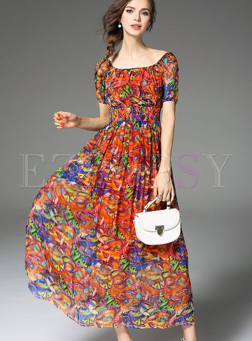 Dresses | Maxi Dresses | Slim Silk Floral Print Maxi Dress