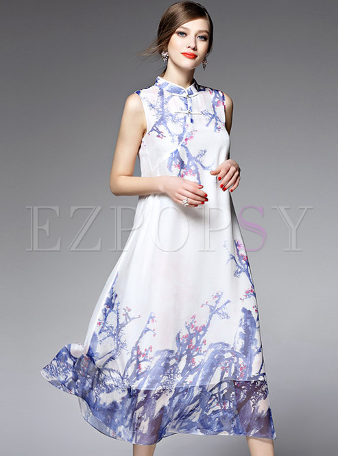 Dresses | Maxi Dresses | Fashion Chiffon Sleeveless Print Maxi Dress