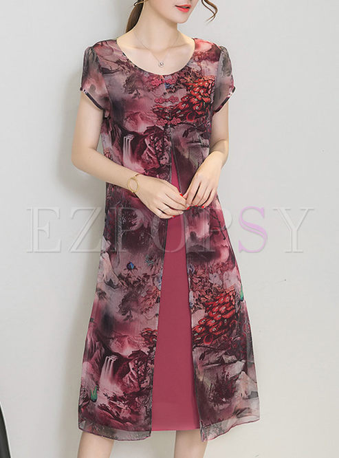 Dresses | Shift Dresses | Vintage Floral Print Loose Dress