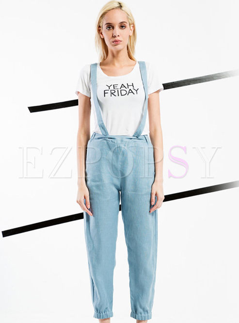 Loose Pure Color Overall Pants