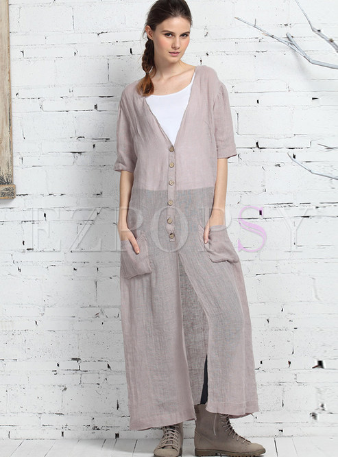 Cardigan Pocket Patch Long Trench Coat
