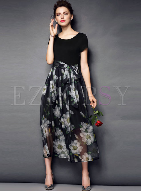 Dresses | Maxi Dresses | Floral Printed Bowknot Captivating Maxi Dress