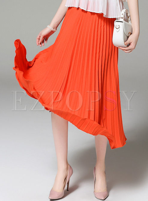Loose Fitting Chiffon Chic Solid Color Skirt