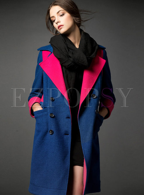 Vintage Hit Color Double-Breasted Loose Coat