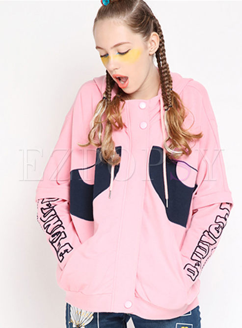 Fashionable Loose Fitting Letter Printed Hoodies