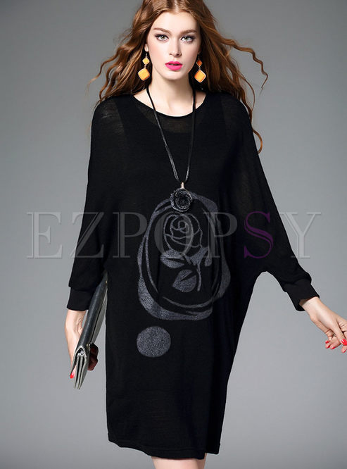 Brief Casual Bat Sleeved Knitted Dress