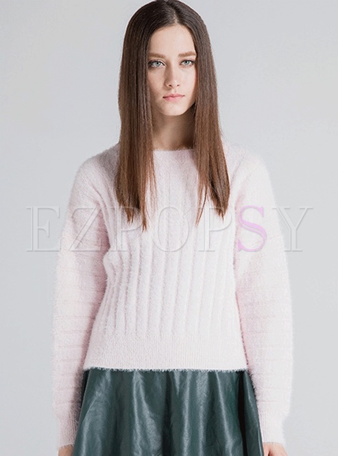 Vertical All-Match Solid Pullover Sweater