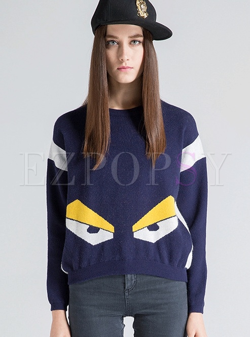 Animal Patchwork Causal Pullover Sweater