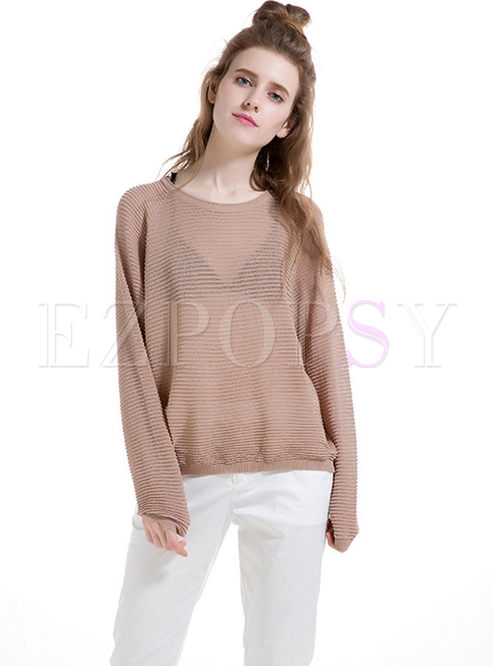 Sexy See Through Look Loose Knitted Sweater
