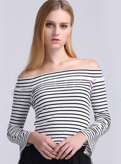 Fashion One Shoulder Stripe T-Shirt