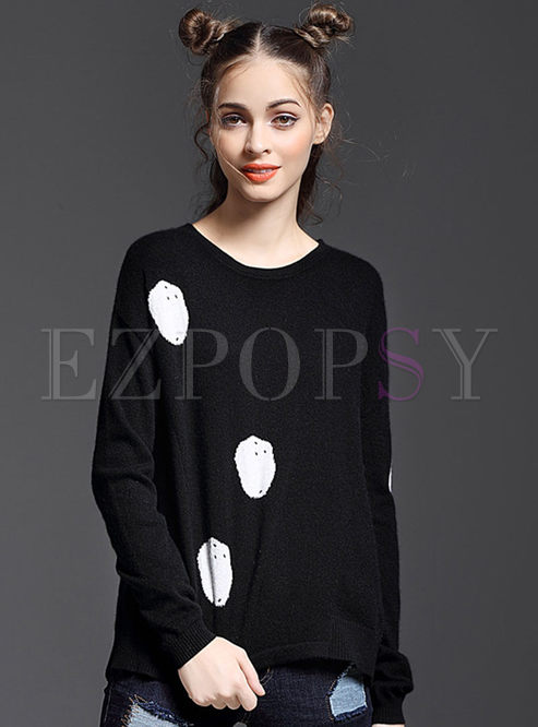 Loose Dot Pattern Pullover Sweater