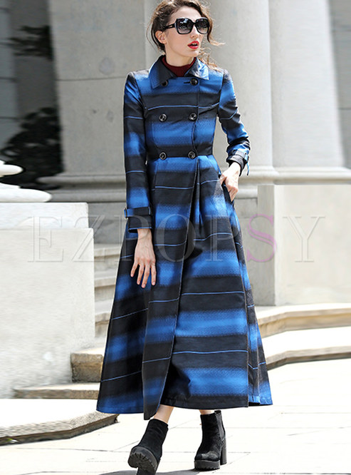 Wide and Thin Stripe Matching Jacquard Trench Coat