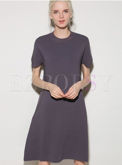 Pure Color Loose Knitted Dress
