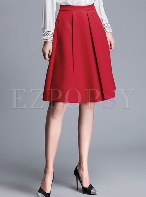 Chic High Waist Pure Color Skirt