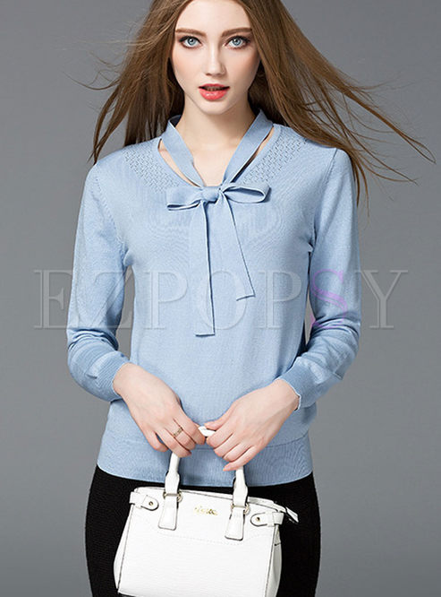High-end Hollow Bowknot Sweater