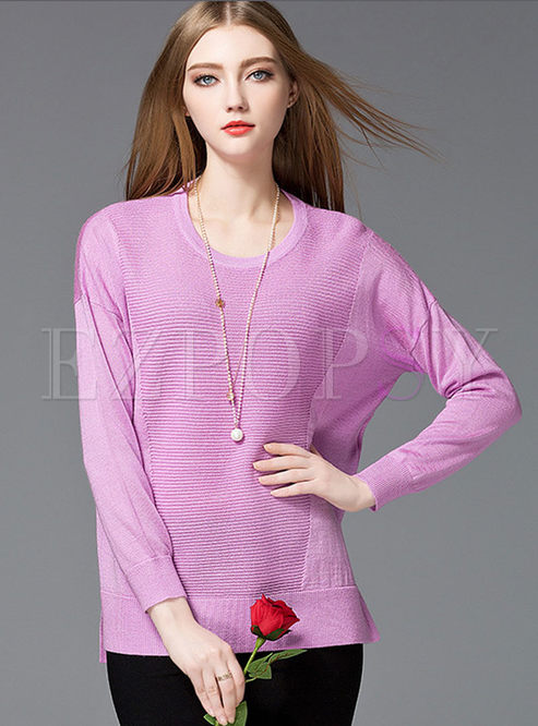 Sweet Pure Color Loose O-neck Sweater