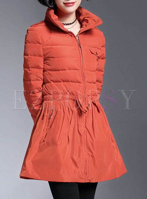 Pure Color Thicken Waist Down Coat