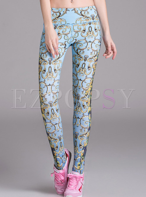 Floral Print Quick-dry Trample Feet Yoga Pant