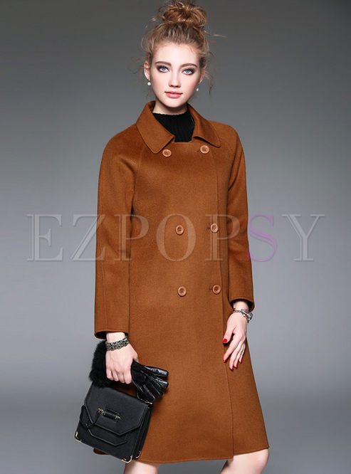 Square Collar Double-buttons Brief Trench Coat