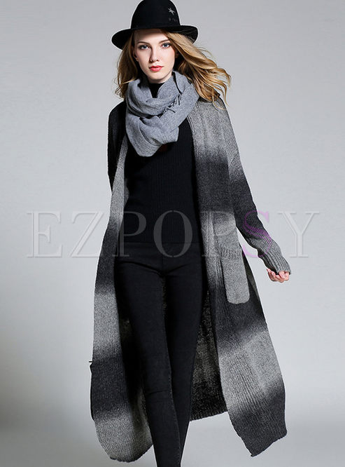 Outwear | Jackets/Coats | Long Slit Wool-liked Color-matched Coat