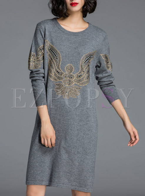 Brief Solid Color Loose Stylish Knit Dress