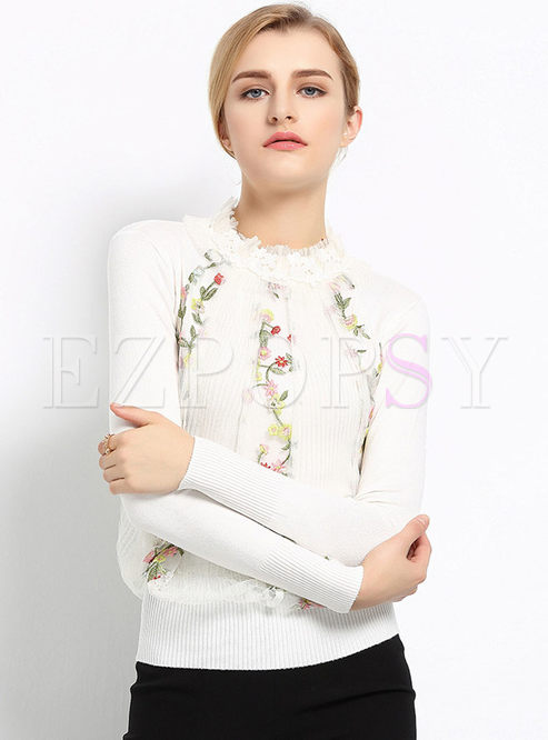 Causal Floral Long Sleeve Loose Sweater