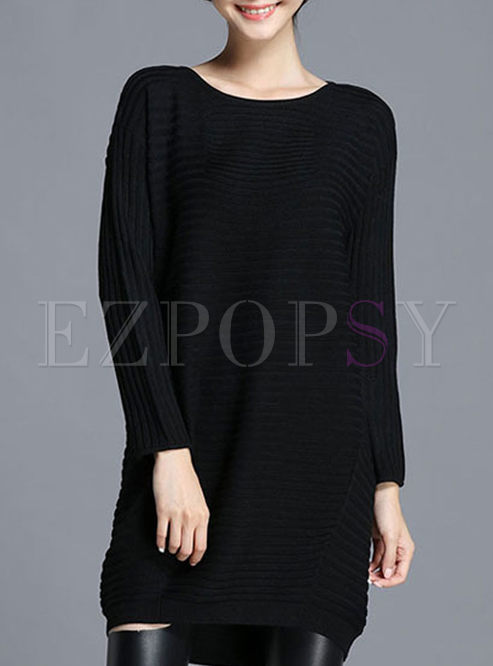 Long Straight Pure Color Knitted Sweater