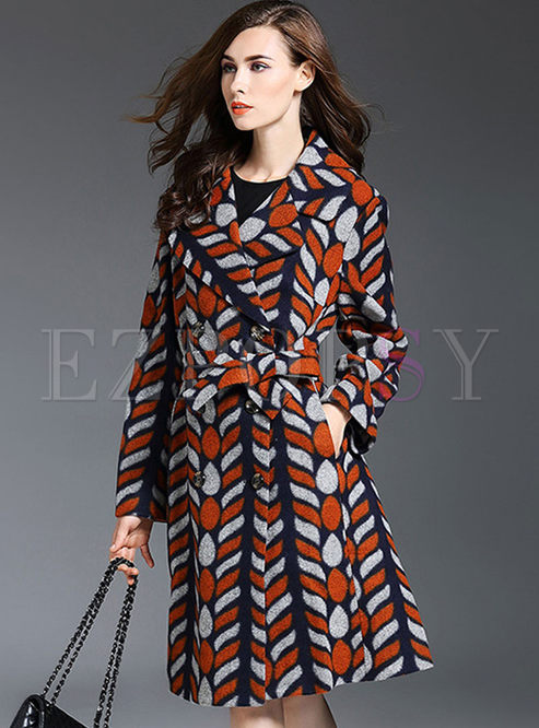 British Plaid Pattern Notched Collar Trench Coat