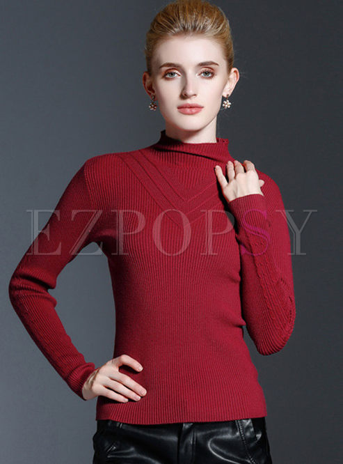 Slim Solid Color Sweater
