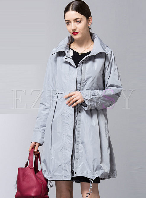 Loose Windproof Hooded Trench Coat