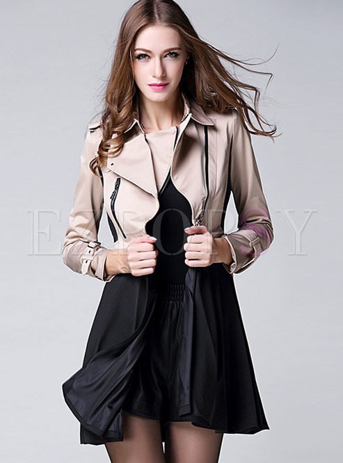 Slim Belted Hit Color Trench Coat