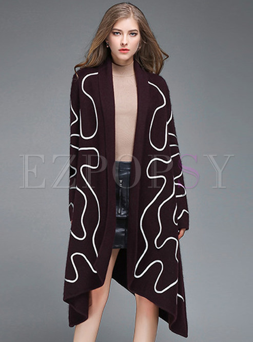 Outwear | Jackets/Coats | Asymmetric Geometric Loose Knit Coat