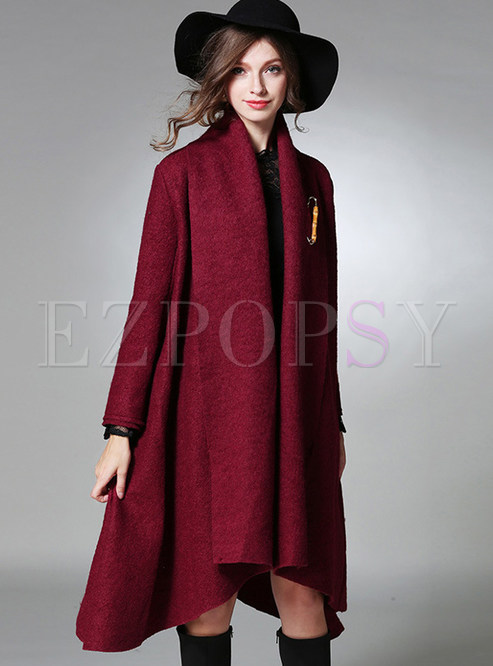 Outwear | Jackets/Coats | Stylish Asymmetric Hem Oversized Woolen Coat