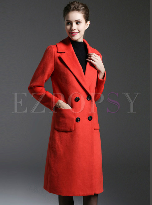 Double-Breasted Solid Color Slim Stylish Coat