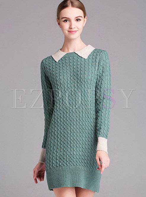 Long Sleeve Loose Patchwork Pullover Sweater