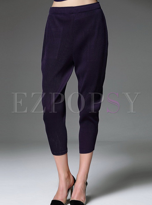 Pants | Pants | Stylish Purple Pencil Casual Mid-Calf Pants