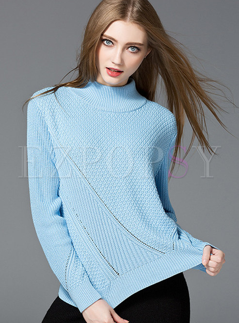 Fashion Turtle Neck Pure Color Sweater