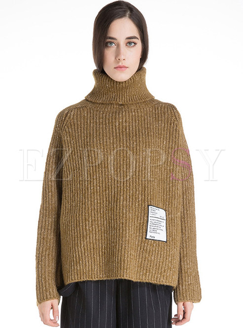 Turtle Neck Loose Brief Thick Sweater