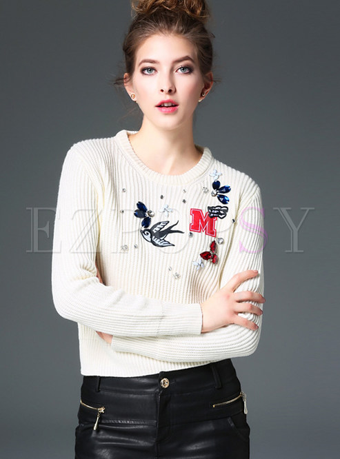 Sweet Pure Color O-neck Sweater