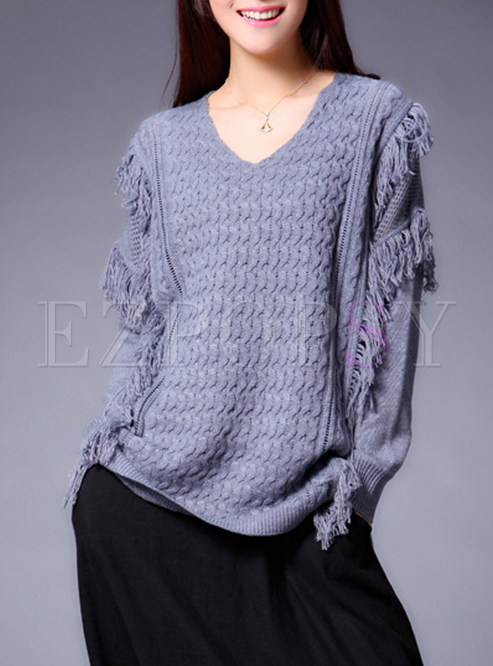 Casual O-neck Hollow Out Sweater