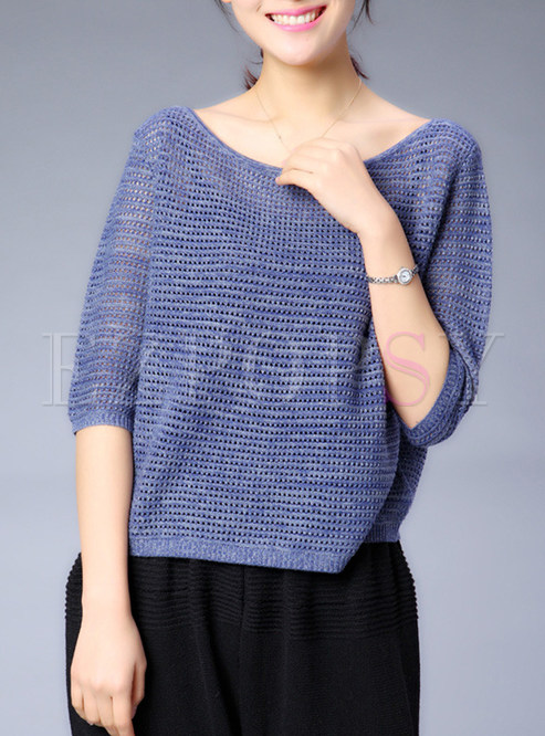 Brief Loose O-neck Hollow Out Sweater