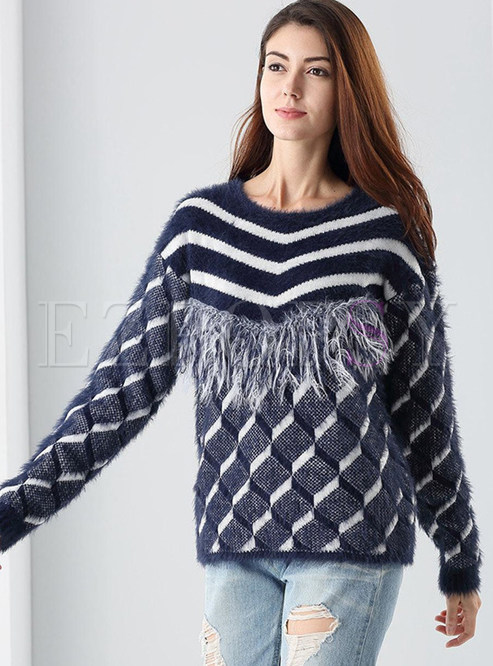 Casual O-neck Fringed Sweater