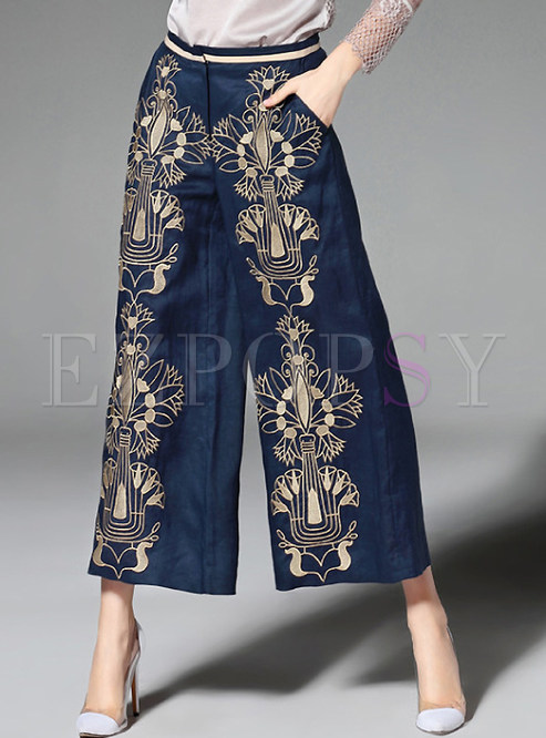 Oversize Embroidery Wide Leg Pants