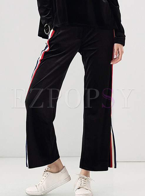 Corduroy Striped Loose Straight Casual Pants